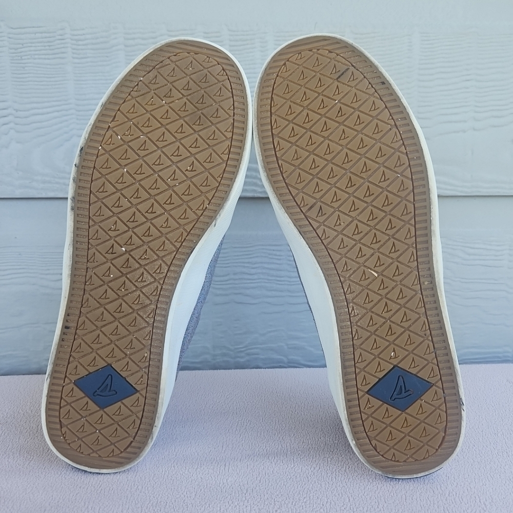 Sperry Top-Sider Crest Vibe Sneaker Women SZ 8.5 Grey Canvas Sparkle Low Boat - Picture 9 of 12